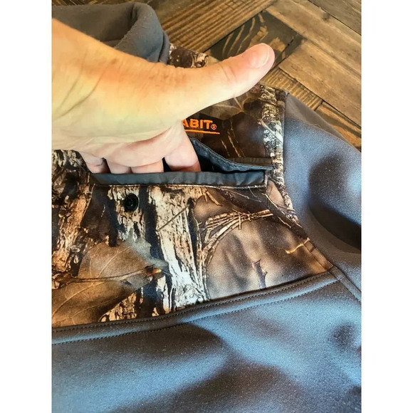 Habit Men’s Medium Gray Camo Button Pull Over Country Western Hunting Fishing - Picture 14 of 16